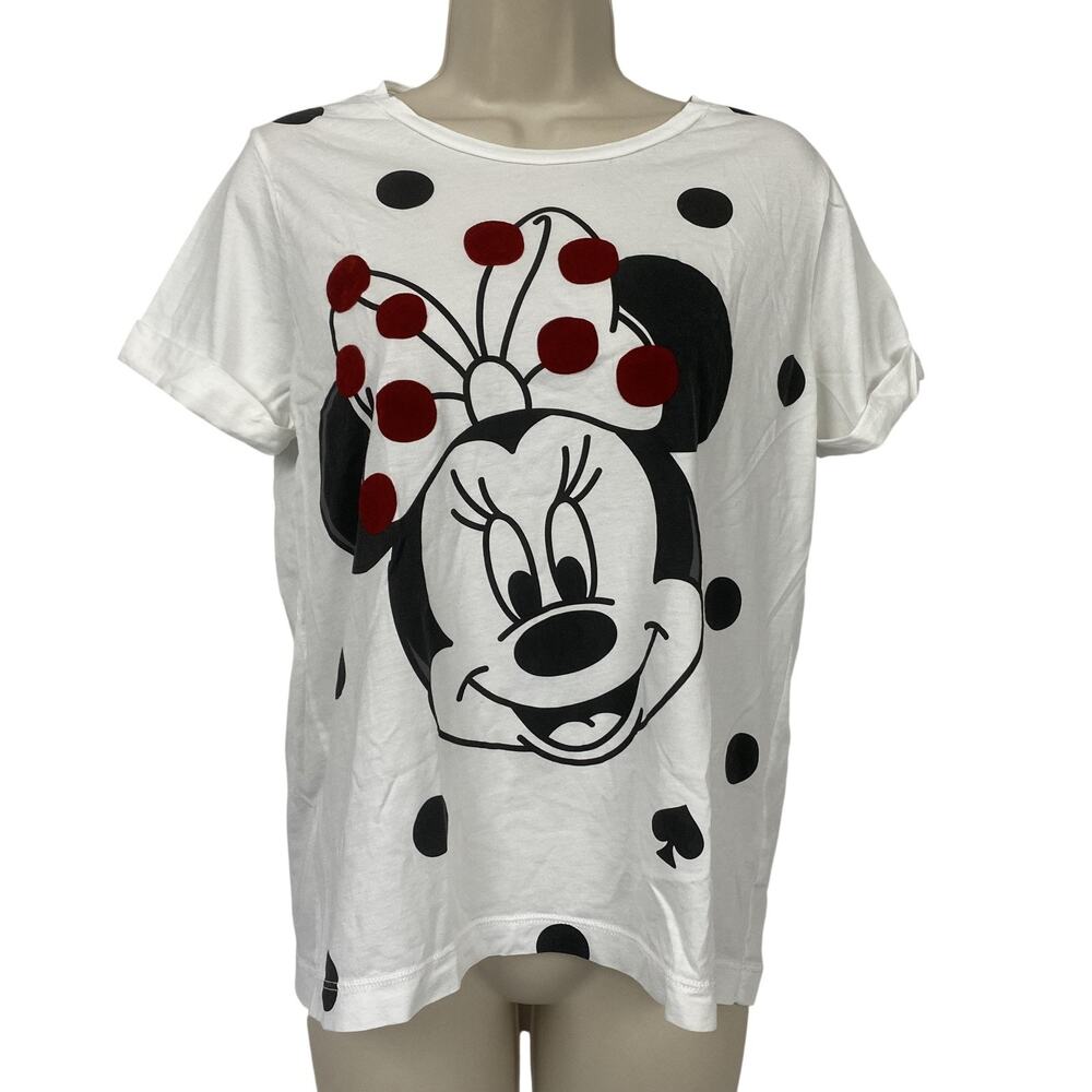 Kate Spade X Disney Top Womens Medium White Minnie Mouse Polka Dot T Shirt